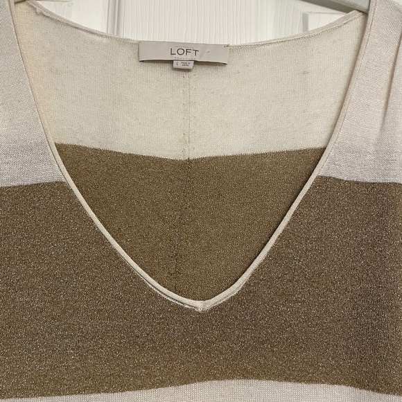 LOFT V- neck Metallic S/S Sweater - Picture 2 of 10